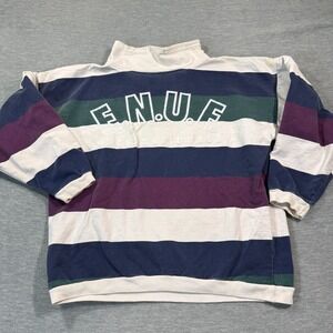 ENUF‎ Sweatshirt Men Medium Multicolor Striped Pullover Long Sleeve Rugby 90s